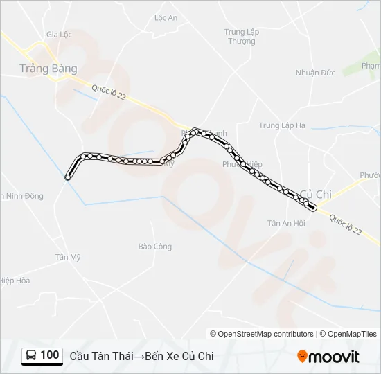 Bản đồ Tuyến 100 xe buýt