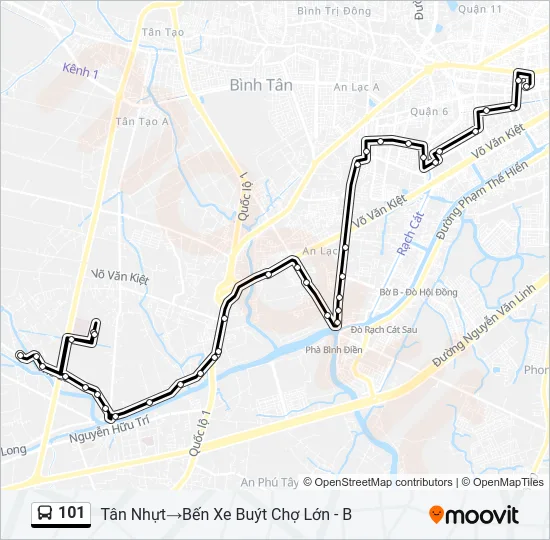 Bản đồ Tuyến 101 xe buýt