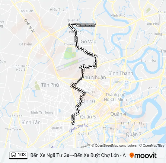 Bản đồ Tuyến 103 xe buýt