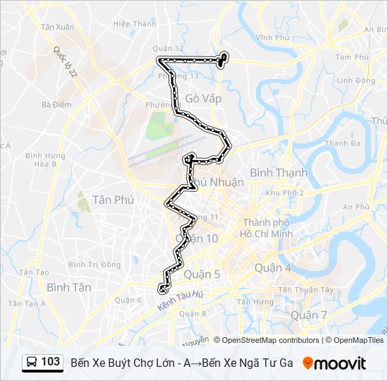 Bản đồ Tuyến 103 xe buýt