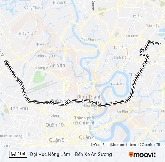 104 bus Line Map