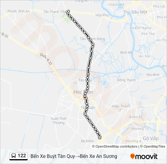 Bản đồ Tuyến 122 xe buýt