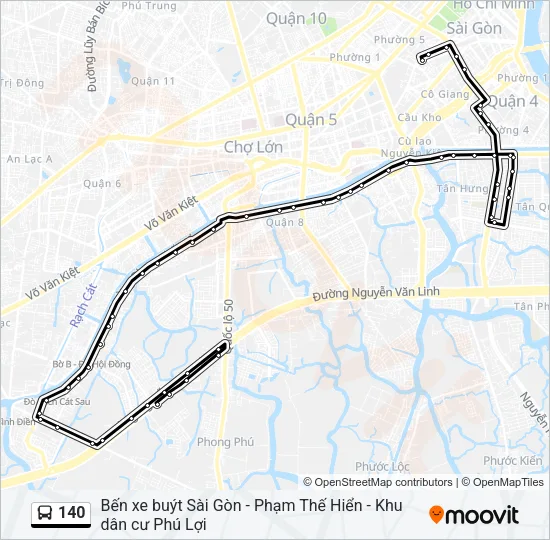 Bản đồ Tuyến 140 xe buýt