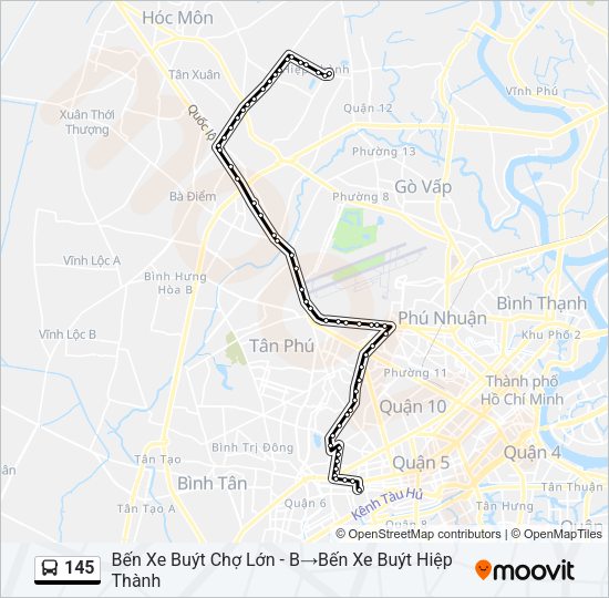 Bản đồ Tuyến 145 xe buýt
