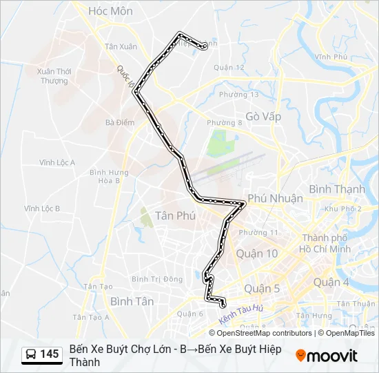 Bản đồ Tuyến 145 xe buýt