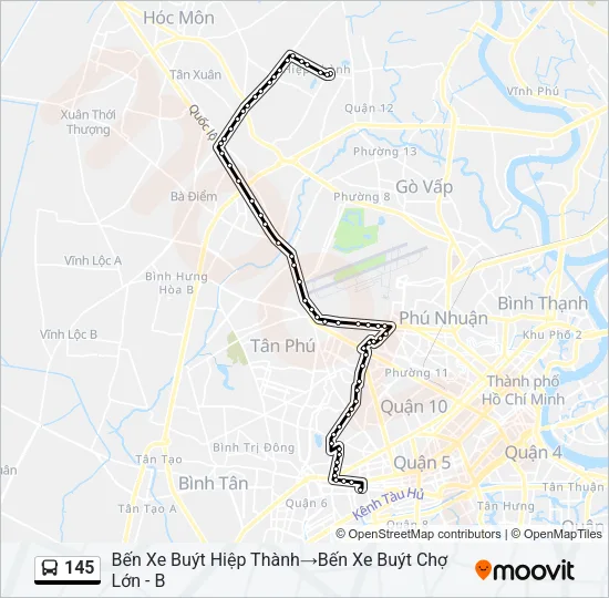 Bản đồ Tuyến 145 xe buýt