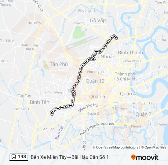 Bản đồ Tuyến 148 xe buýt