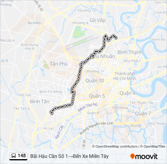 Bản đồ Tuyến 148 xe buýt