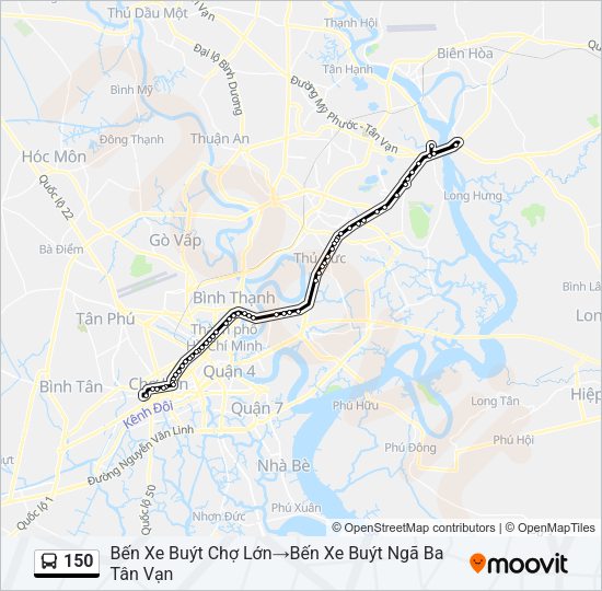 Bản đồ Tuyến 150 xe buýt