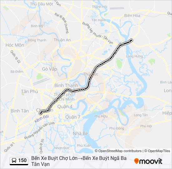Bản đồ Tuyến 150 xe buýt
