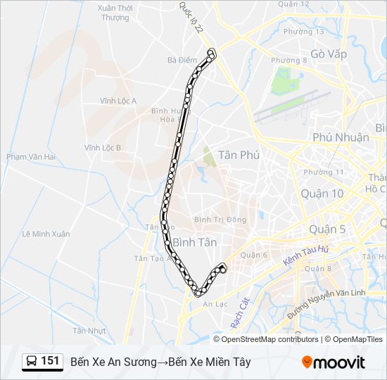 Bản đồ Tuyến 151 xe buýt