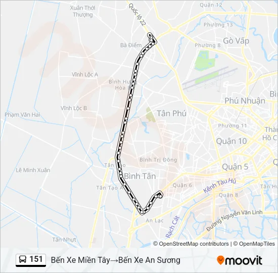 Bản đồ Tuyến 151 xe buýt
