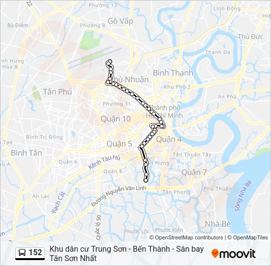 Bản đồ Tuyến 152 xe buýt