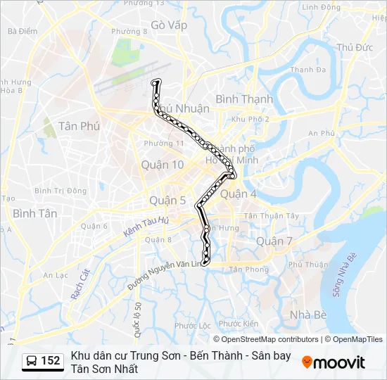 Bản đồ Tuyến 152 xe buýt