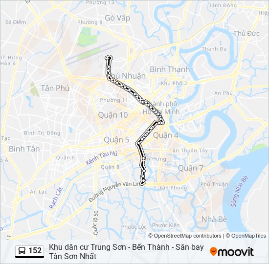 Bản đồ Tuyến 152 xe buýt