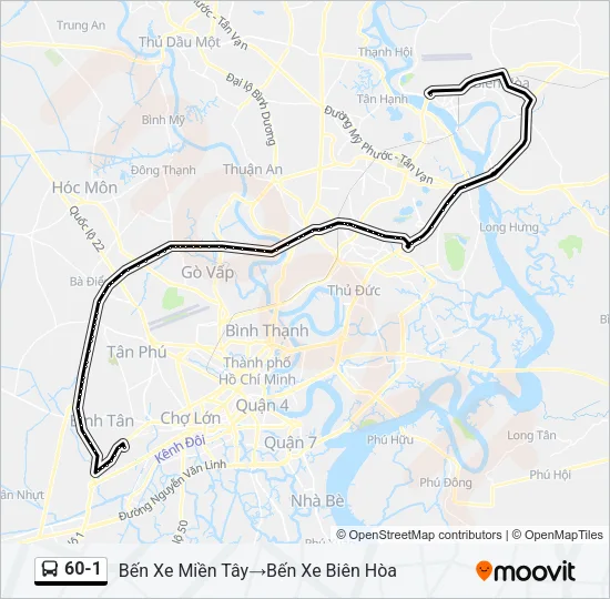 Bản đồ Tuyến 60-1 xe buýt