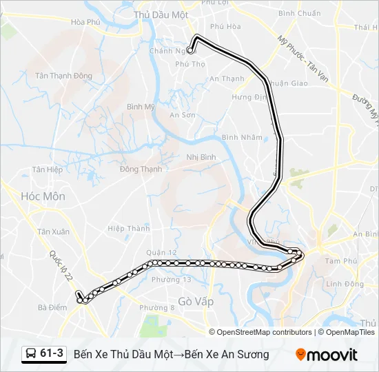 Bản đồ Tuyến 61-3 xe buýt