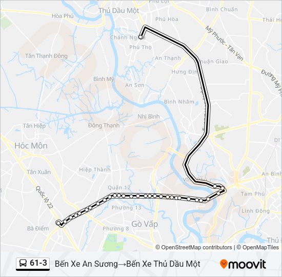 Bản đồ Tuyến 61-3 xe buýt