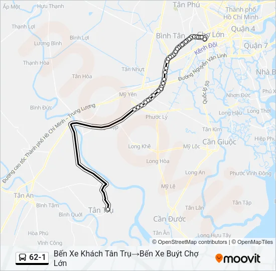 Bản đồ Tuyến 62-1 xe buýt