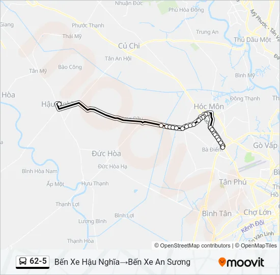 Bản đồ Tuyến 62-5 xe buýt