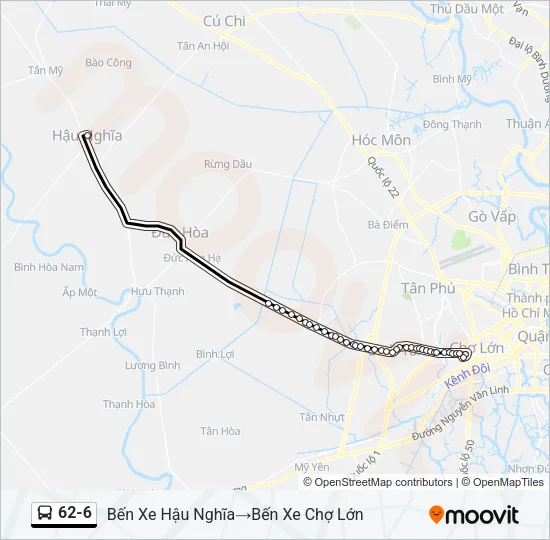 Bản đồ Tuyến 62-6 xe buýt