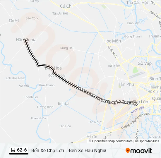 Bản đồ Tuyến 62-6 xe buýt