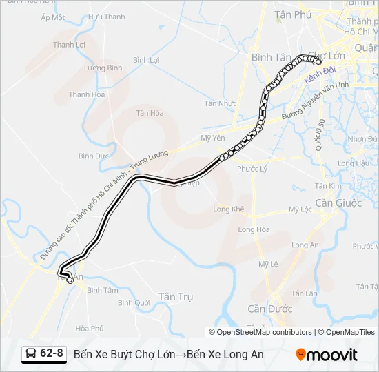 Bản đồ Tuyến 62-8 xe buýt