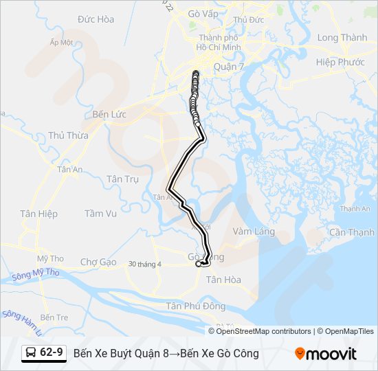 Bản đồ Tuyến 62-9 xe buýt