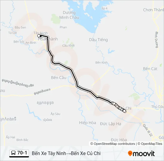 Bản đồ Tuyến 70-1 xe buýt