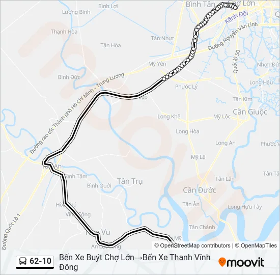 Bản đồ Tuyến 62-10 xe buýt
