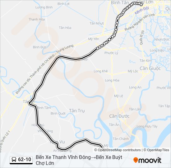 Bản đồ Tuyến 62-10 xe buýt