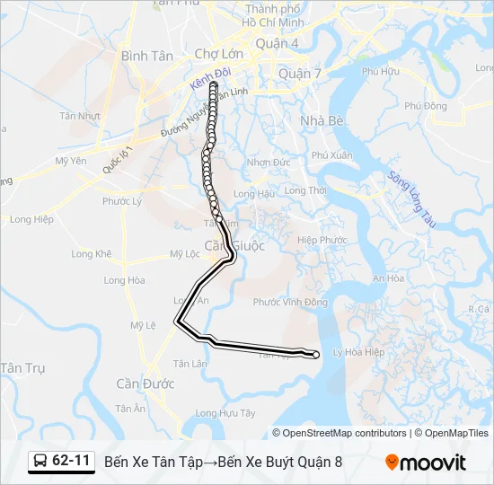 Bản đồ Tuyến 62-11 xe buýt