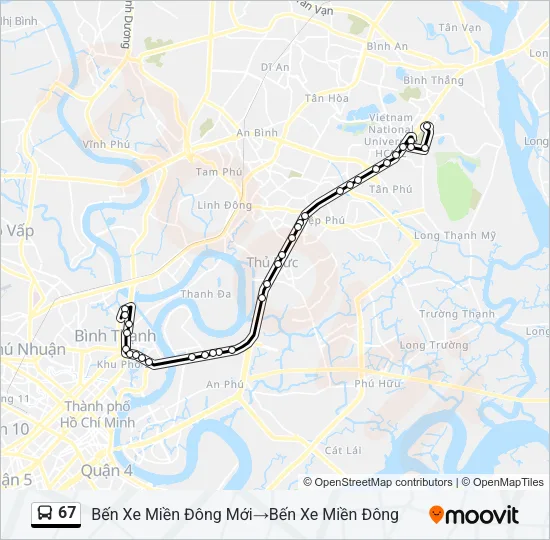 Bản đồ Tuyến 67 xe buýt