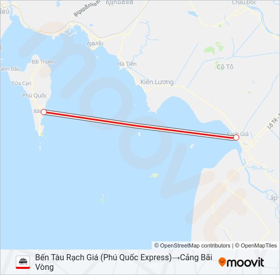 Bản đồ Tuyến RẠCH GIÁ – PHÚ QUỐC phà