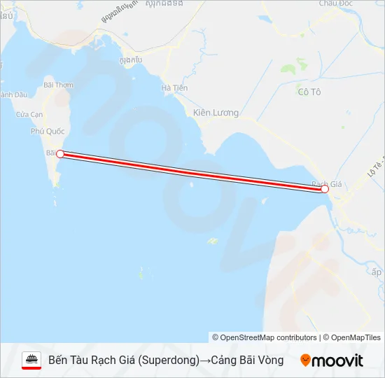 Bản đồ Tuyến RẠCH GIÁ – PHÚ QUỐC phà
