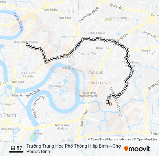 Bản đồ Tuyến 57 xe buýt