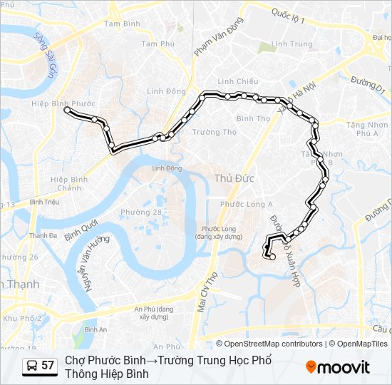 57 bus Line Map