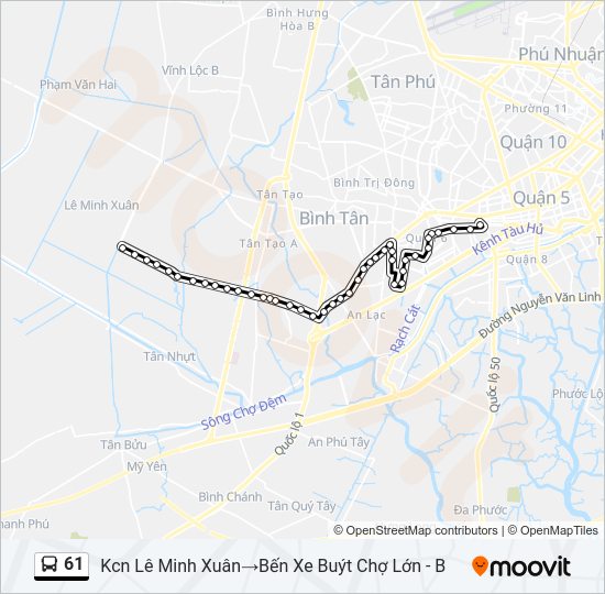 Bản đồ Tuyến 61 xe buýt