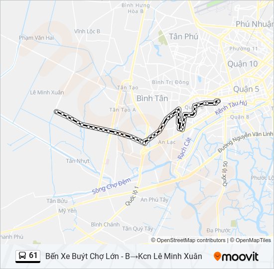 Bản đồ Tuyến 61 xe buýt