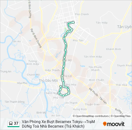Bản đồ Tuyến 37 xe buýt