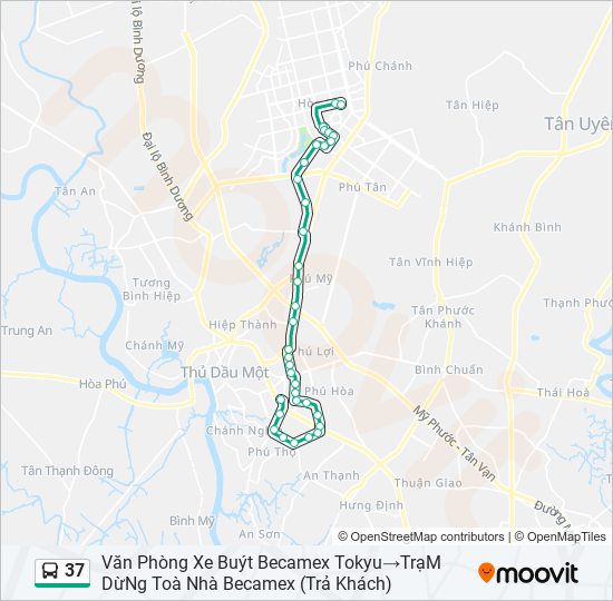 37 bus Line Map