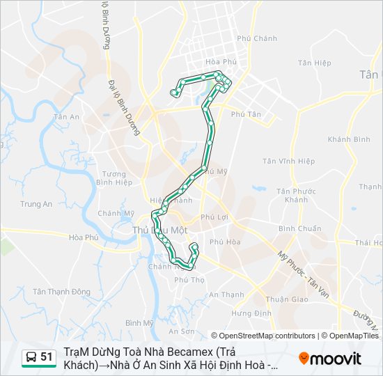 Bản đồ Tuyến 51 xe buýt