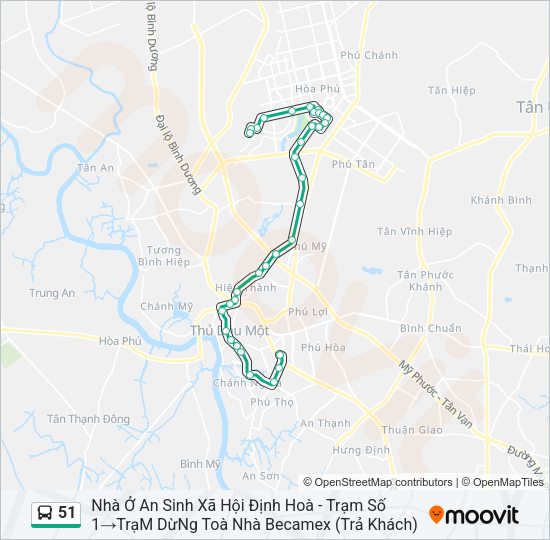 Bản đồ Tuyến 51 xe buýt