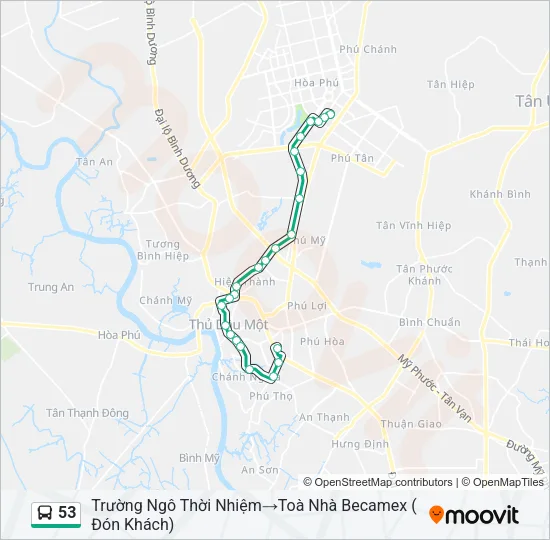 Bản đồ Tuyến 53 xe buýt