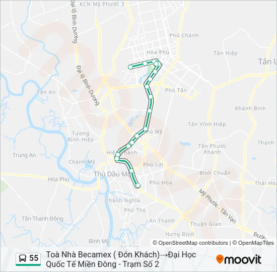 Bản đồ Tuyến 55 xe buýt