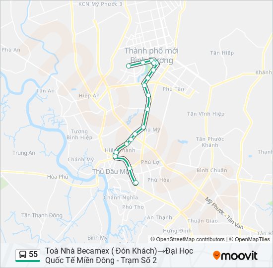 55 bus Line Map