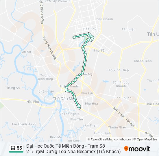 55 bus Line Map