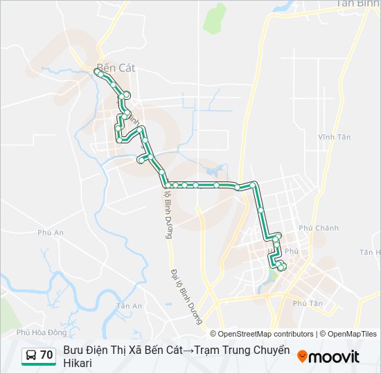 Bản đồ Tuyến 70 xe buýt