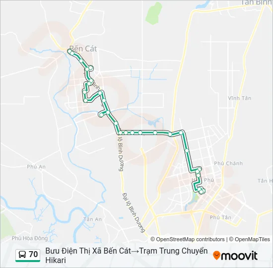 Bản đồ Tuyến 70 xe buýt