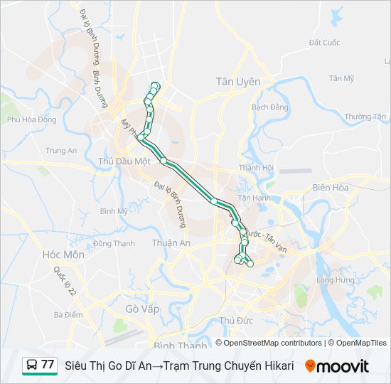 Bản đồ Tuyến 77 xe buýt
